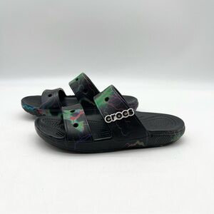 Crocs Animal Remix Slide Sandal Slip-on Animal Print Comfort Shoes Black Size 5